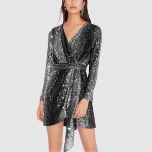 Maje black and white sequin dress